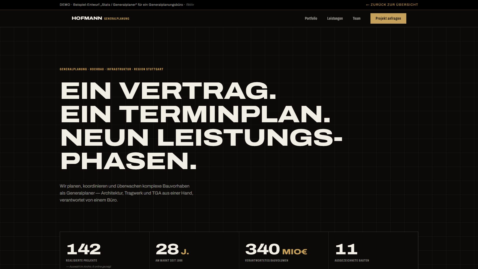 Demo: Structured Stats-First Generalplaner